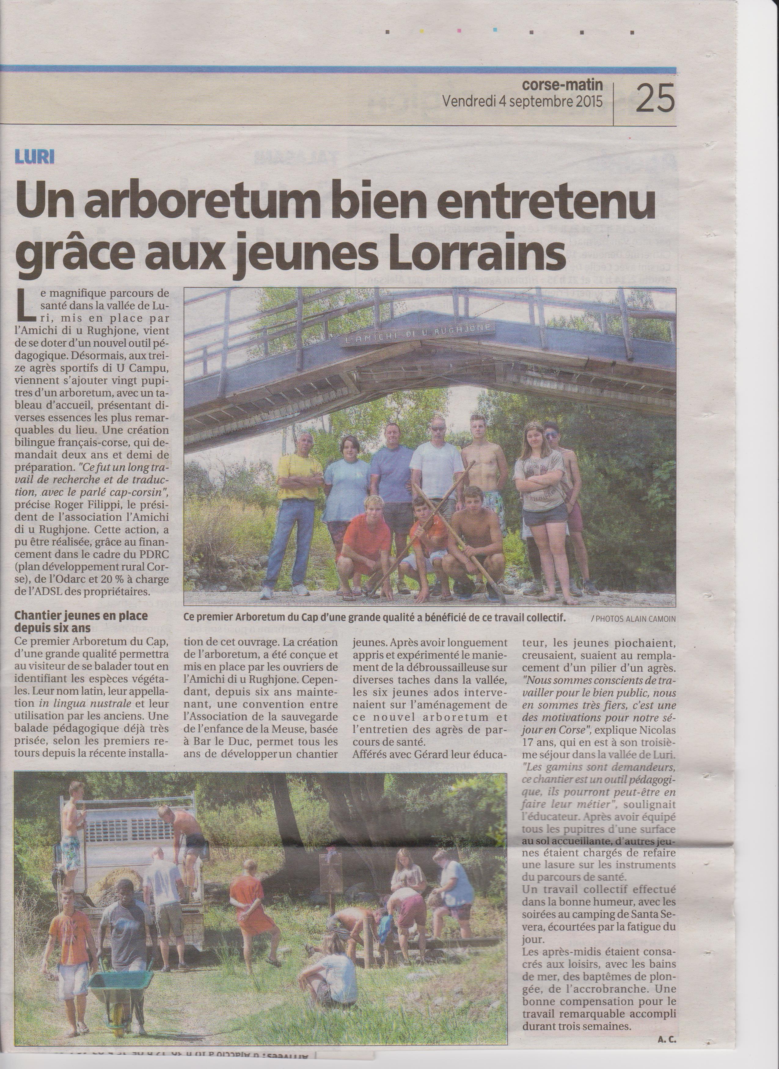 Article Corse-Matin du 04/09/15